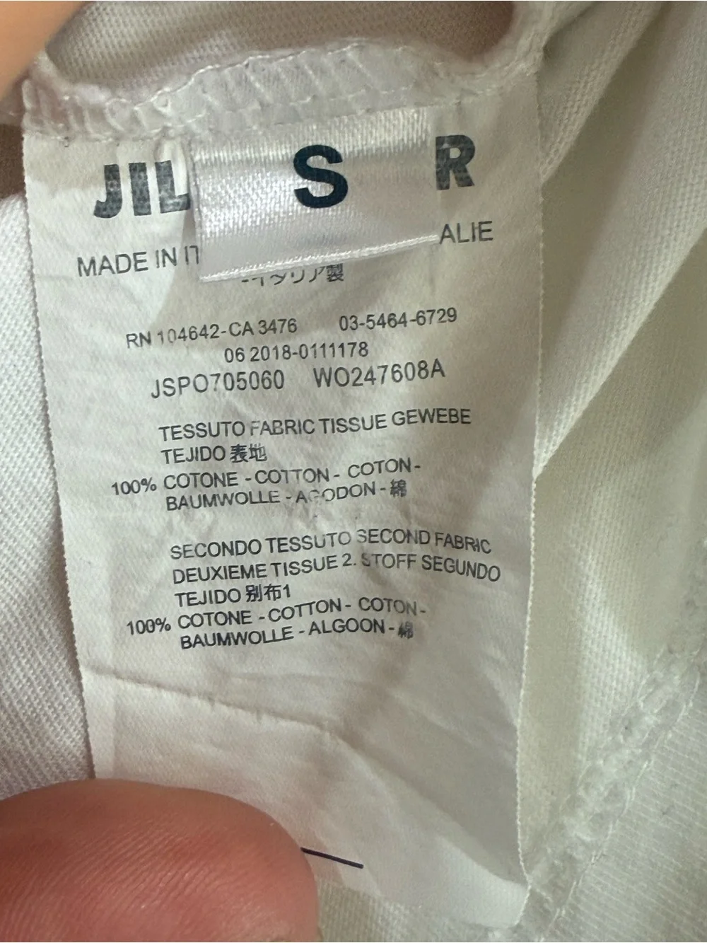 Jil Sander White Long Sleeve Logo Tee